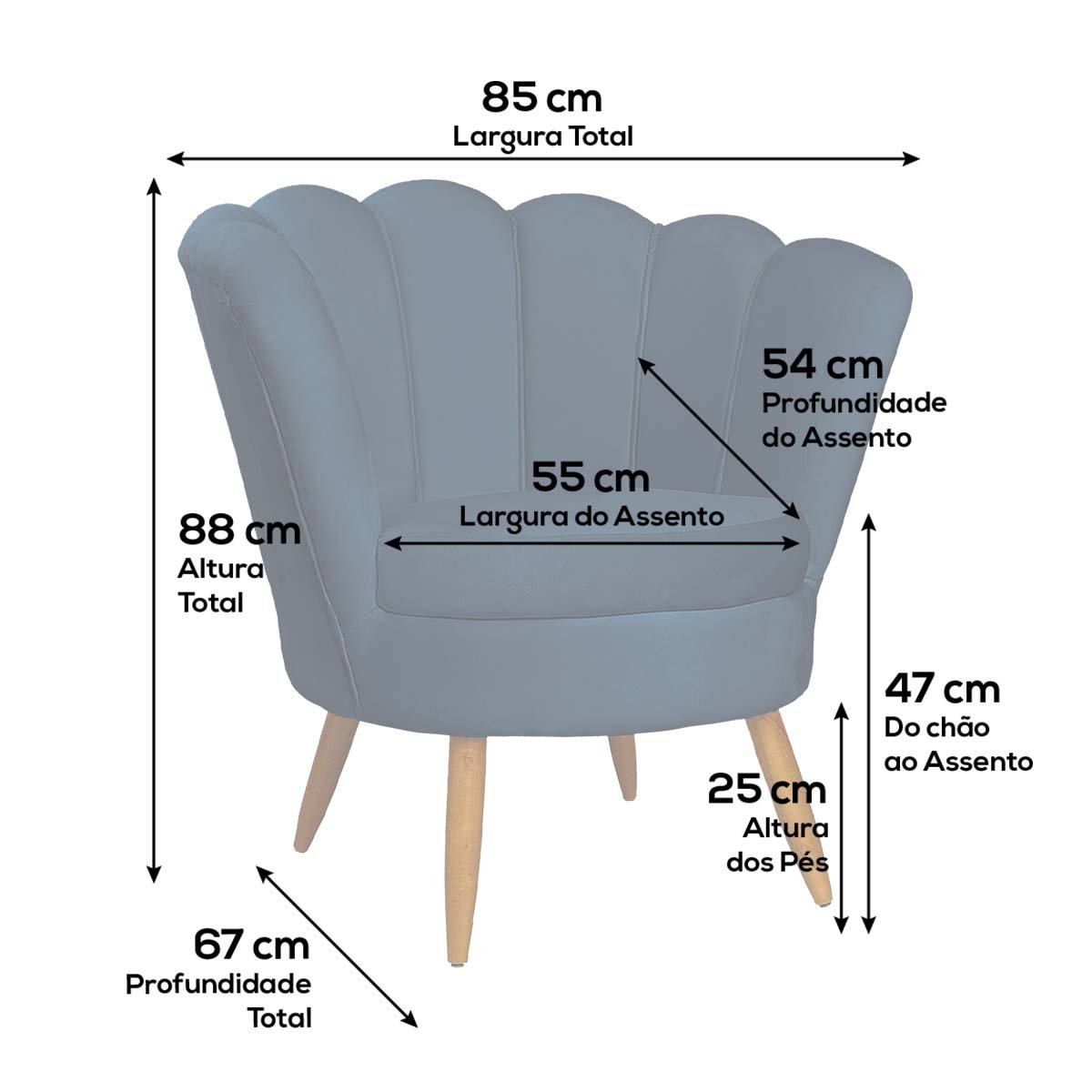 Poltrona Decorativa Pétala de Flor para Sala Azul Marinho - 6