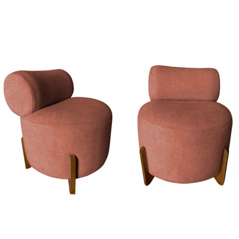 Kit 2 Poltronas Decorativa Mônaco Bouclé Terracota