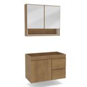 Ver imagem 3 de Conjunto Gabinete Flutuante para Banheiro com Espelheira 80cm Travertino Politorno Móveis