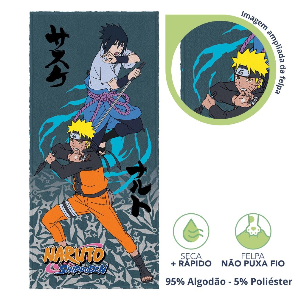 Toalha de Banho Personagens Estampada Menino Menina Naruto Lepper - 4