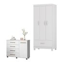 Ver imagem 1 de Cômoda Flora e Guarda Roupa Solteiro Prince Branco - Demóbile