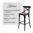 Ver imagem 4 de Kit 2 Banquetas Katrina Assento em Corano Base em Aco com Encosto para Cozinha Bege