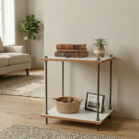 Mesa Cabeceira Suspensa Branca Mdf Quarto Retro Estilo Industrial Vintage Quadrada Moderna Pequena