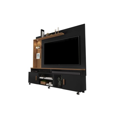 Estante para TV e Home Theater Ocean 1.8 Preto/Canela – Carmolar Móveis