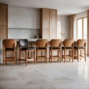 Ver imagem 1 de Kit 06 Banquetas Baixa Bar Cozinha e Sala de Jantar Fixa Betta L02 Imbuia Couríssimo Preto - Lyam
