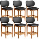 Ver imagem 3 de Kit 06 Banquetas Baixa Bar Cozinha e Sala de Jantar Fixa Betta L02 Imbuia Couríssimo Preto - Lyam