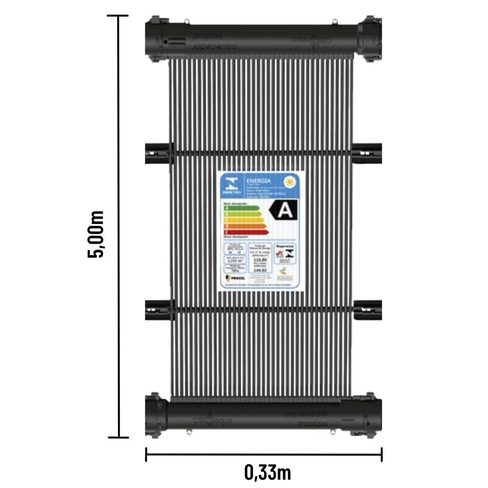 Placa Coletora Aquecedor Solar para Piscina (5,00x0,33m) TekSol-50 - 2