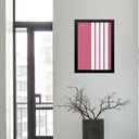 Ver imagem 1 de Quadro Minimalista Bauhaus Rosa Listras Brancas 45x34cm:moldura Branca