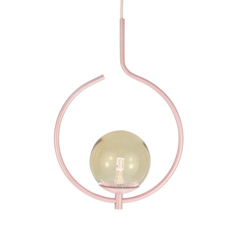 Pendente Lustre On Loop Rosé com Globo de Vidro Âmbar