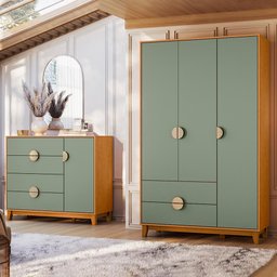 Jogo de Quarto Ipê Guarda Roupa e Cômoda Cinamomo/sálvia - Móveis Albatroz - 2