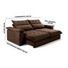 Sofá Retrátil e Reclinável Molas Ensacadas 2,30m Orquídea Vivaro Decor Suede Marrom - 3