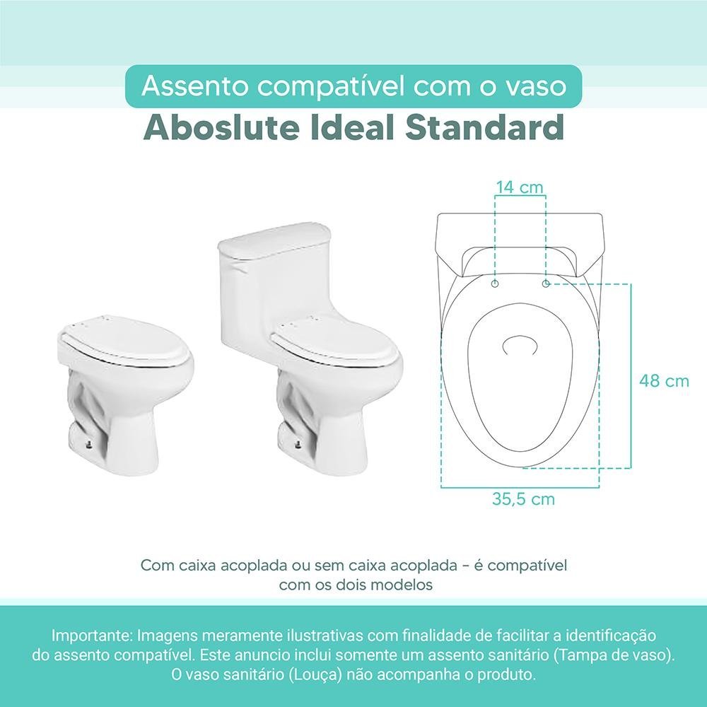 Tampa Vaso Sanitário Madeira Laqueada Absolute Branco para Bacia Ideal Standard - 3