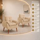 Ver imagem 4 de Kit 2 Poltronas Opala Decorativas para Sala de Estar Bege