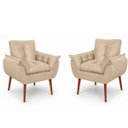 Ver imagem 1 de Kit 2 Poltronas Opala Decorativas para Sala de Estar Bege