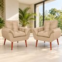 Ver imagem 1 de Kit 2 Poltronas Opala Decorativas Bege para Sala de Estar