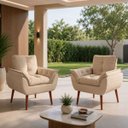 Ver imagem 2 de Kit 2 Poltronas Opala Decorativas para Sala de Estar Bege