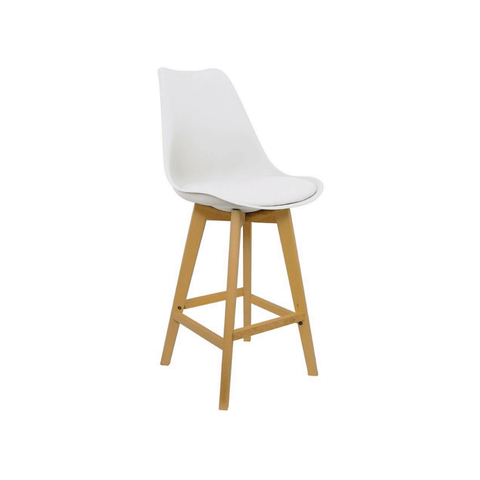 SC-417-B - BANQUETA DE COZINHA BASE ALTA,ASSENTO EM PP NA COR BRANCA,COM ARMACAO DE MADEIRA,TAMANHO 