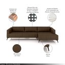 Ver imagem 3 de Sofá Bipartido Sala de Estar Kiara 332cm Chaise Direito Pés de Ferro Couro Marrom Manchado G52 - Gra