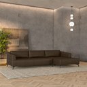 Ver imagem 1 de Sofá Bipartido Sala de Estar Kiara 332cm Chaise Direito Pés de Ferro Couro Marrom Manchado G52 - Gra