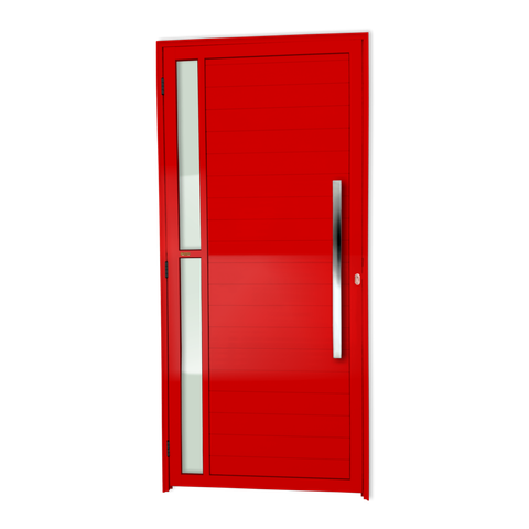Porta Alumínio Lambril Visione c/Puxador D.Vermelho 90 Brimak
