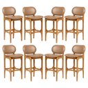Ver imagem 1 de Kit 8 Banquetas Alta Estofada Rafine Madeira Castanho Impermeável Marrom
