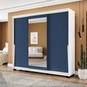Ver imagem 1 de Roupeiro Porto 3 Portas de Correr com Espelho 217x213cm Branco/Azul 240850