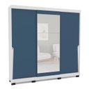 Ver imagem 2 de Roupeiro Porto 3 Portas de Correr com Espelho 217x213cm Branco/Azul 240850