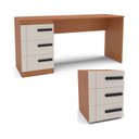 Ver imagem 1 de Conjunto Escritório Escrivaninha e Mesa Auxiliar 3 Gavetas 40cm Lisboa Politorno Móveis