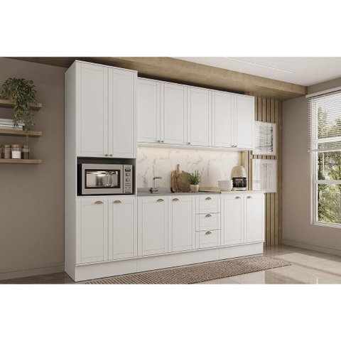 Kit de Cozinha Completa 5 Peças Bella (2aéreos+2balcões+1paneleiro) C5p119 Branco - Carraro