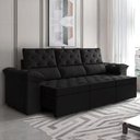 Ver imagem 3 de Sofa 3 Lugares Retratil 210cm Suede York Flash Estofado - Preto
