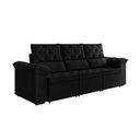 Ver imagem 1 de Sofa 3 Lugares Retratil 210cm Suede York Flash Estofado - Preto