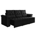 Ver imagem 2 de Sofa 3 Lugares Retratil 210cm Suede York Flash Estofado - Preto