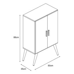 Armário Multiuso Cali - Base Madeira Maciça e Mdf com 2 Portas - Branco - 3