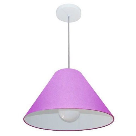 Lustre Pendente Cone Vivare Md-4078 Cúpula em Tecido 25/40x15cm - Bivolt - Lilás - Bivolt