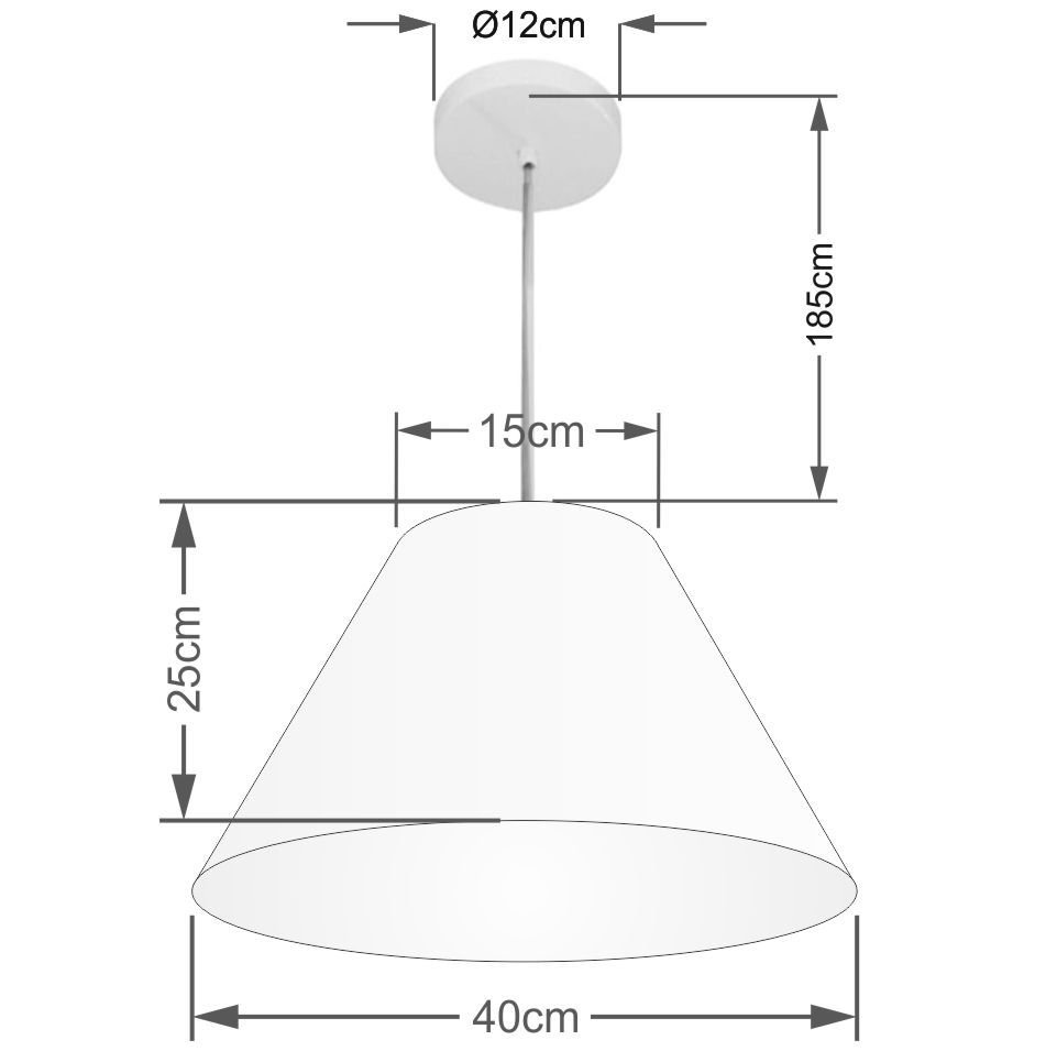 Lustre Pendente Cone Vivare Md-4078 Cúpula em Tecido 25/40x15cm - Bivolt - Lilás - Bivolt - 2