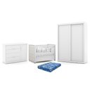 Ver imagem 1 de Dormitório Tutto New 2 Portas, Cômoda 1 Porta e Berço Branco Soft com Capitonê e Colchão