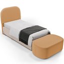 Ver imagem 1 de Cabeceira Cama Box 100cm Lanna com Puff Recamier Doha W01 Bouclê Mostarda - Lyam Decor
