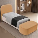 Ver imagem 3 de Cabeceira Cama Box 100cm Lanna com Puff Recamier Doha W01 Bouclê Mostarda - Lyam Decor