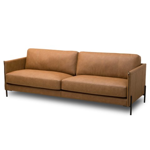 Sofá 4 Lugares para Sala Living 270cm Bliss L08 Couro Camel - Mpozenato