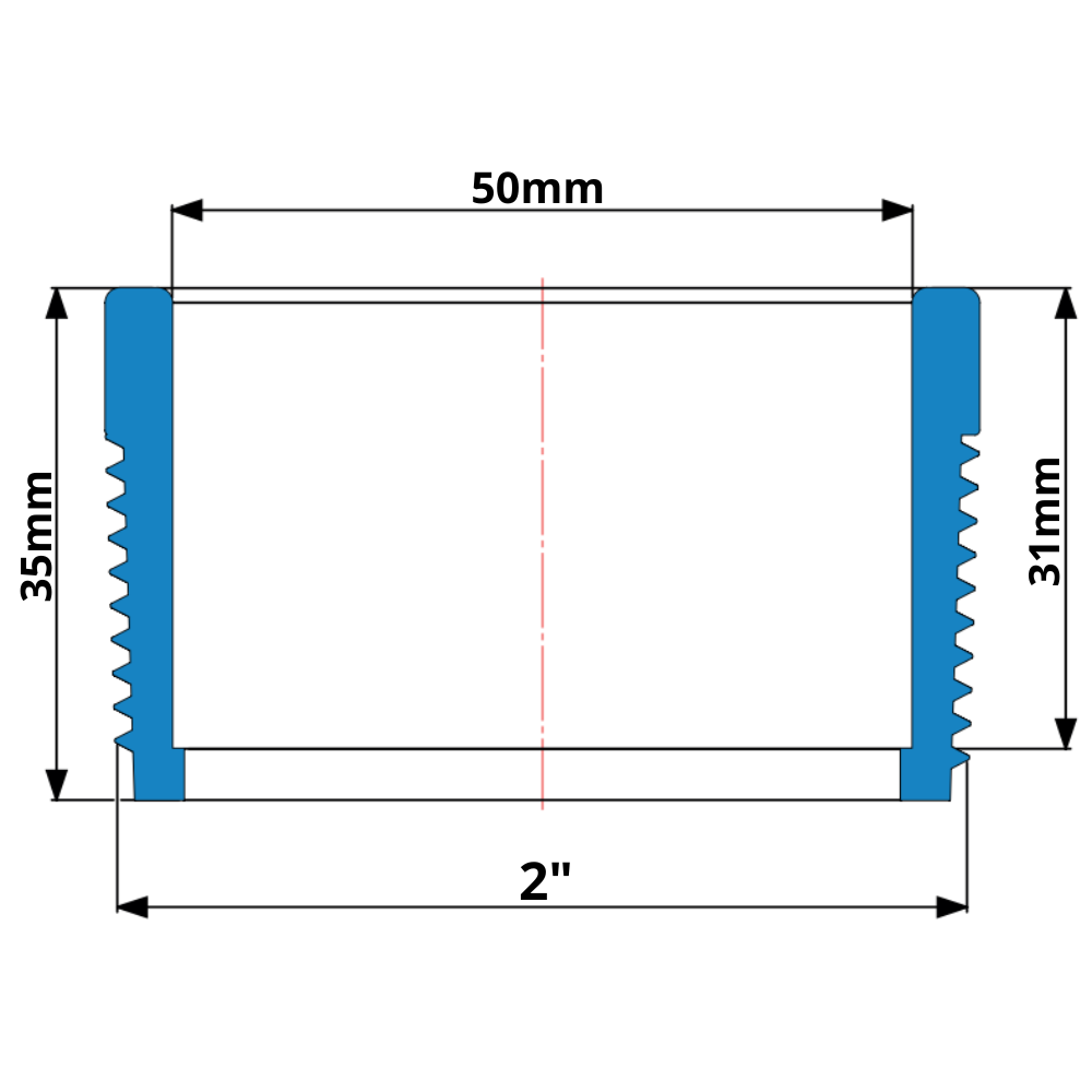 25 Unidades Adaptador Bolsa Roscável Macho Irrigação Lf 50mm X 2'' Cor Azul Durín - 2