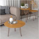 Ver imagem 2 de Conjunto Mesa Lateral/apoio/centro Decorativa Evolution Cinamomo com Pés Metálicos - Patrimar Móveis