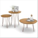 Ver imagem 1 de Conjunto Mesa Lateral/apoio/centro Decorativa Evolution Cinamomo com Pés Metálicos - Patrimar Móveis