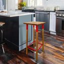 Ver imagem 2 de Kit 2 Banquetas Bistro Industrial Colors Ferro e Madeira Maciça - Vermelha