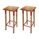 Ver imagem 1 de Kit 2 Banquetas Bistro Industrial Colors Ferro e Madeira Maciça - Vermelha