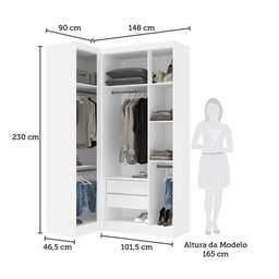 Guarda Roupas Modulado de Canto Reto 2 Peças com 4 Portas Alpes Luciane Móveis - 3