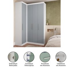 Guarda Roupas Modulado de Canto Reto 2 Peças com 4 Portas Alpes Luciane Móveis - 5