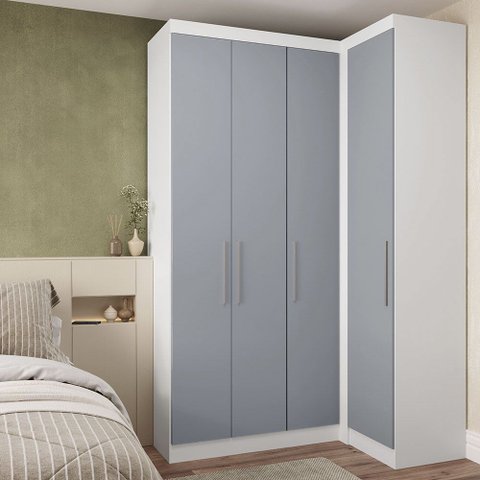 Guarda Roupas Modulado de Canto Reto 2 Peças com 4 Portas Alpes Luciane Móveis