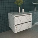Ver imagem 1 de Gabinete Banheiro 2 Gavetas 60Cm Cr10087 Mármore Branco