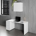 Ver imagem 1 de Mesa Escrivaninha 1,5m C/ Balcão e Armário Aéreo 2 Portas F5 Cor:branco