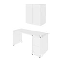 Ver imagem 2 de Mesa Escrivaninha 1,5m C/ Balcão e Armário Aéreo 2 Portas F5 Cor:branco